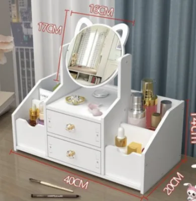 Vanity Storage Rack Organizer with Drawers and Compartments Countertop Makeup Organizers with Mirror