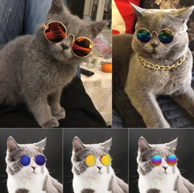 Cat Sunglasses Lovely Vintage Pet Glasses Dog Sunglasses Pet Eye Wear Glasses Funny Pet Sunglasses Cat Dog Photo Props
