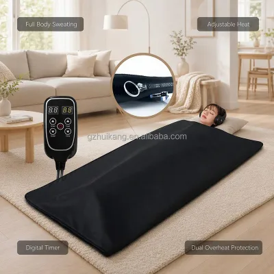 Fitkang OEM Custom logo Safety Dual Overheat protection Infrared Sauna Blanket Carbon Fiber Heating Wire Sauna Blanket