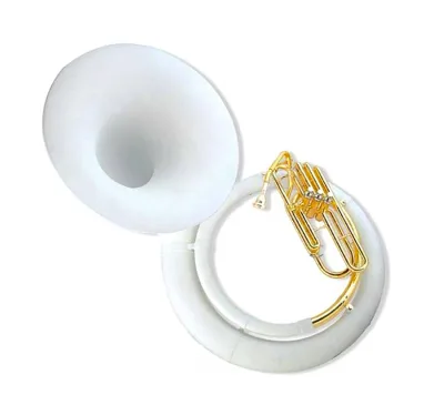 Wholesale Professional White and Gold Sousaphone Nickel Cupronickel Valves Brass Body Synthetic Plastic Bell OEM Sousaphone