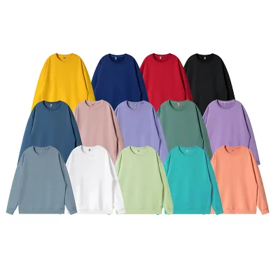 Wholesales 100% Cotton 260 Grasm Mens Crewneck Sweat Shirts Hoodies Custom logo Unisex Pullover Sweatshirt