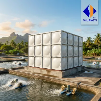 Mauritius FRP Water Tank with Pump Customizable Size 10CBM Capacity for Shrimp Farming