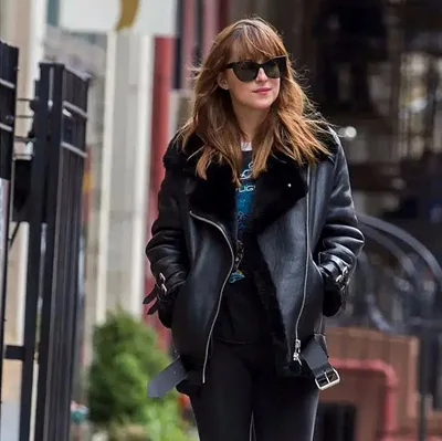 Women's Mid-Length Genuine Shearling Jacket Winter-Warm Diagonal Belt Leather Coat
