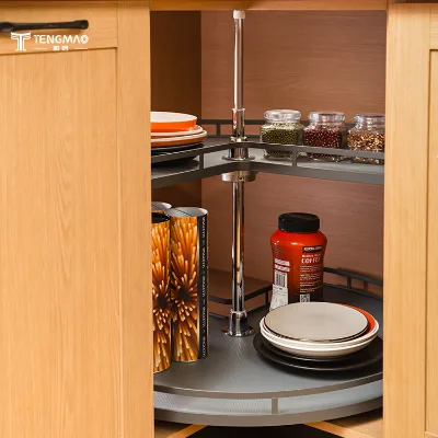 Practical Daily Use Kitchen Accessories Metal Wire Drawer Basket Plating 2-Tier Modern Lazy Susan Cabinet Storage