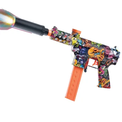 KK 48CM TEC9 Electric Continuous Shooting Gel Blaster GEl Bomb GUN,Rechargeable Gel Ball Baster Toy Gun With Lighting Silencer