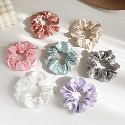 Spring/Summer Crystal Satin Solid Color High Grade Versatile High Elasticity Hair Scrunchies