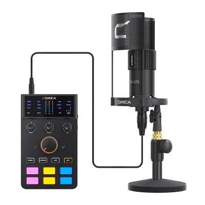 Comica ADCaster C1K1 Portable Podcast Condenser Microphone Sound Card Kit With Voice Changer, Audio Interfaces, Audio Mixer
