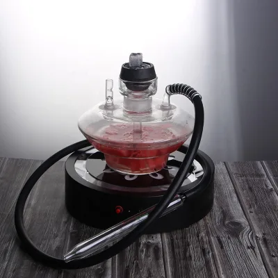 High Quality UFO Glass Hookah with Laser Light Base Mirror Technics Shisha Rechargeable Laser Base Hookahs