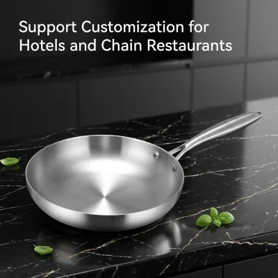 New Release 304 Stainless Steel Frying Pan Composite Heat Base Even Temperature Distribution for All Stoves