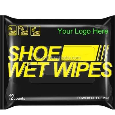 12 Count Disposable Travel Custom Sneaker Shoe Cleaning Wet Wipes for Stain Remove