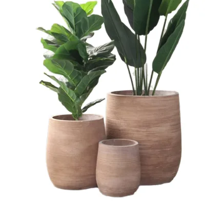 Hot Sale Simple Nordic Floor-standing Coarse Ceramic Breathable Flower Pot for Living Room Balcony Potted Plant Decoration