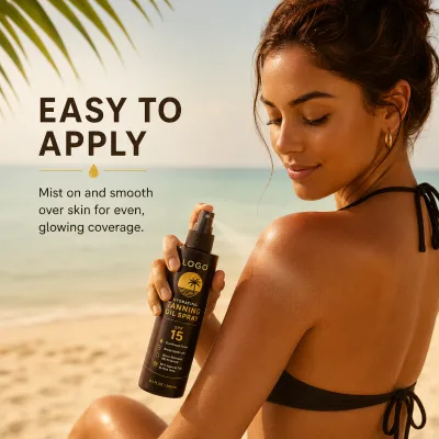 High Quality Tanning Mist Golden Tan Look Hydrate Aloe Vera Natural Oils Soft Skin SPF+++++ OEM Hydrating Tanning Oil Spray