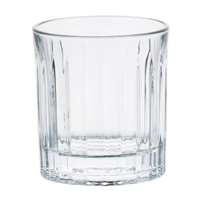 Ribbed Clear Whiskey Glass, Classic Drinkware for Spirits, Ideal for Home Bar, Cocktails, Daily Use.