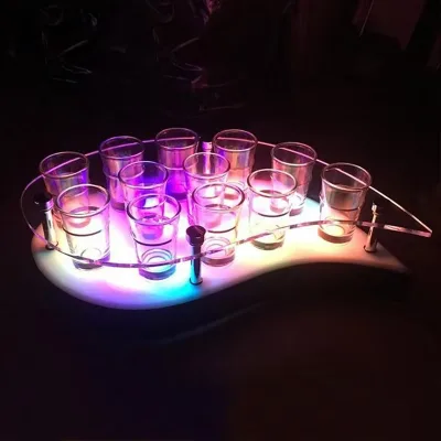LED Luminous Bar Creative Wine LED Glow Tray Glass Holder for Cocktail Shot Glass Display Holder Bottle Glorifier Bar Shelf