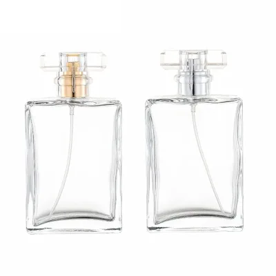 Portable 100ml Clear Glass Perfume Atomizer Gold+Silver Finish Refillable Fine Mist Spray Bottle Fragrance Makeup Organizer
