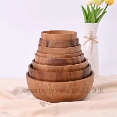 Wooden Serving Bowls for Party for Salad Soup Noodles and More