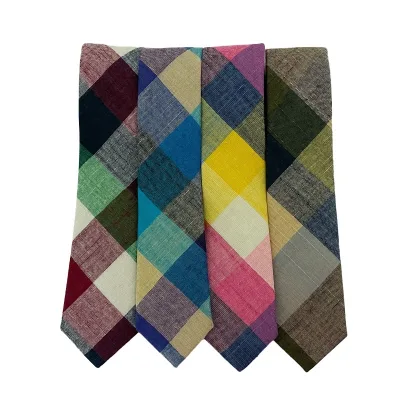 New Design Customized Top Quality Business Style Colorful Necktie Cotton Print Striped Check Tie Manufacturer