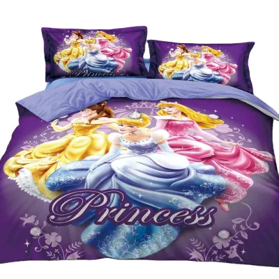 3D Cartoon Princess Printed Super Soft Bed Sheet Set and Duvet Covers
