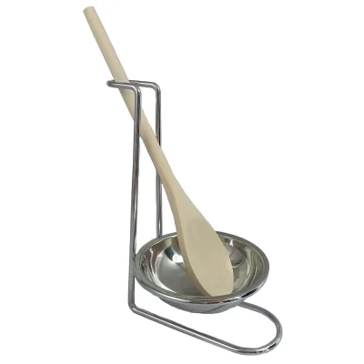 New Life Style Spoon Holder Set Kitchen Wooden Spoon, Stainless Steel Tray and Spoon Holder