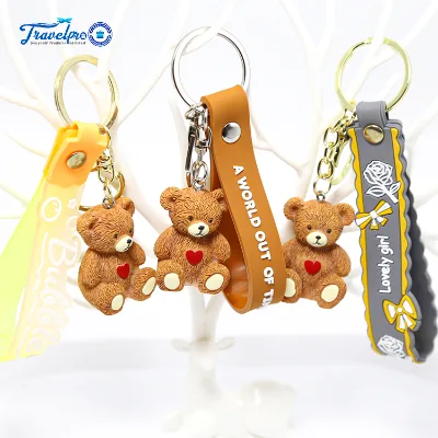 Cartoon Dessert Bear Resin Keychain Rubber Carabiner Key Cute PVC Keychain Creative Cute Bear Animal Keychain