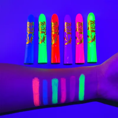 6 Colors Fluorescent Glow-in-the-Dark Face & Body Paint Crayons Set Washable Non-Toxic Safe Vibrant Makeup for Kids