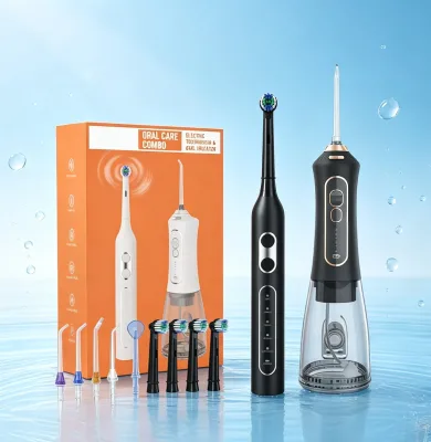 Dental Clinic Supply Rotary Electric Toothbrush & Portable Water Jet Oral Irrigator 2-in-1 Teeth Polishing & Plaque Removal Set