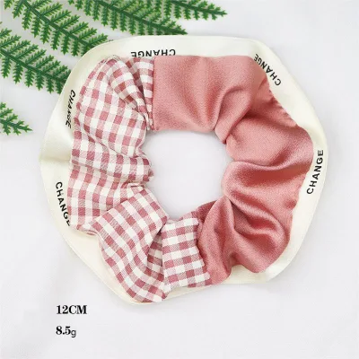11cm High Quality Letter Ponytail Holder Wrinkled French Solid Zircon Plaid Fabric Rhinestone Plain Braided Hair Scrunchies