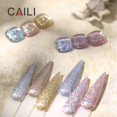 Caili Free Custom Unique Brand 12colors Collection Glitter Platinum Gel Nail Polish Set Box Color Book OEM Nail Esmalte De Gel