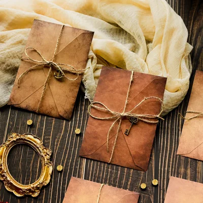 Handwritten Love Letter Paper Pack Vintage Envelope and Card Set Made From Metal and Leather