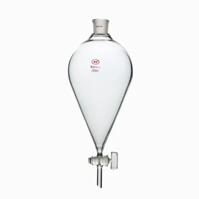 Customized Lab Glassware Shanghai Heqi Glassware Manufacturer Separate Spherical Funnel with Glass Stopcock