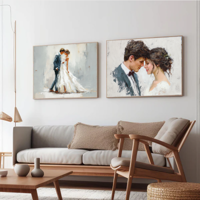 Brand New High Quality Photo Personalized Wedding Portraits Oil Painting From Photos Premium Portrait With Factory Custom