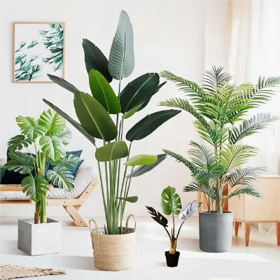 Simulation Palm Tree Artificial Plant Ficus Lyrata Dypsis Lutescens Artificial Banana Tree Tropical Artificial Tree