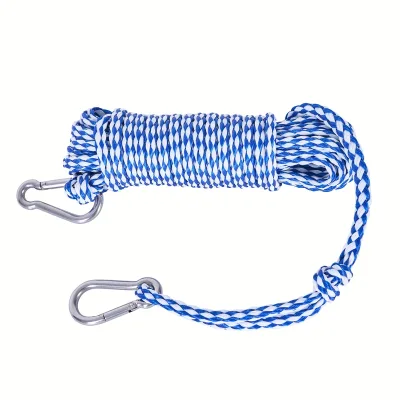 Double Braided PWC Tow Sport Rope, Water Sport Tow Line with Steel Snap Carabiners, 10 Meter