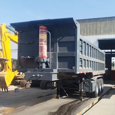 Black End Dump Semi Trailer Heavy Duty 13 Ton Axle Hydraulic Lifting ABS Brake for Africa Central Asia Mine Stone Sand Ore Bulk