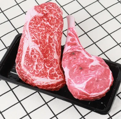 PSM  Large Simulated Beef Steak Pet Toy Oxford Cloth PP Cotton Squeaky Durable Resistant Bite Dog Chew Toy Wholesale