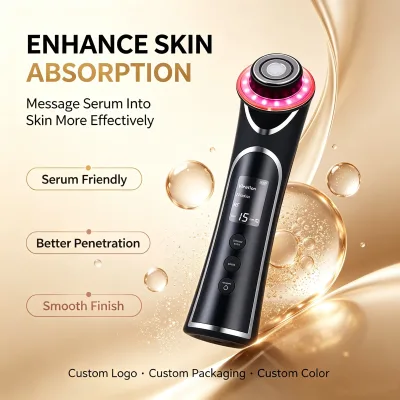 OEM 0.7-0.9MHz 630nm 450nm Vibration Skin Tightening Anti-Aging Dark Spot Removal Massage Machine Facial Neck Lifting Beauty