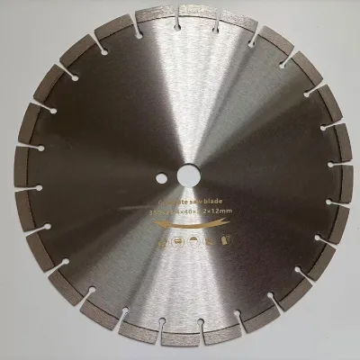 Aibei AB-350 350mm Industrial High Frequency Welded Ti-coated Diamond Cutting Wheel 24 TPI for Granite Marble Sandstone Basalt