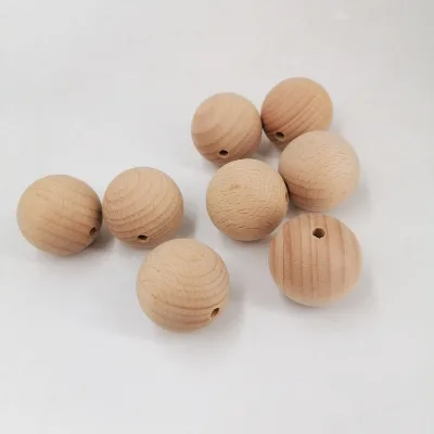 Smooth Big Wooden Beads, Natural Beech Wood Balls