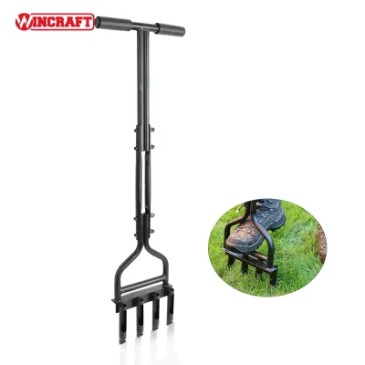 4-Tine Manual Lawn Coring Aerator for Garden Yard Core Aerating Tool