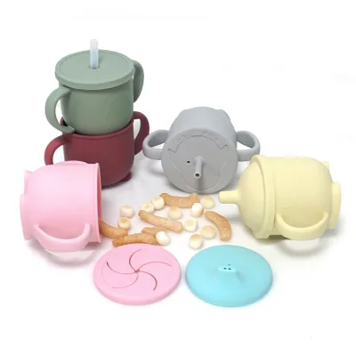 BPA Free Cute Silicone Sippy Cups