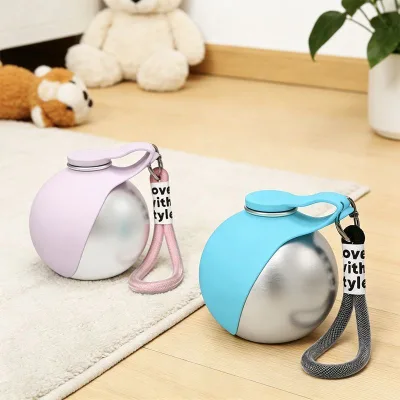 Popular Pet Stainless Steel Kettle, cat and Dog Outdoor Drinking Water, Foldable and Portable Water Cup Bowl, Cute Pet Kettle