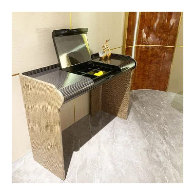 modern  dresser with folding mirror bedroom furniture stainless steel   makeup   table vanity