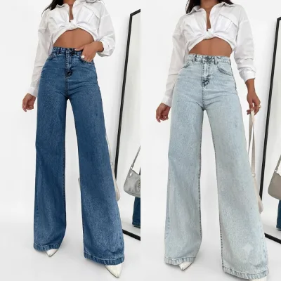 China Bangladesh Factory Price OEM Customized Logo Embroidery European American Street Style Loose Fit Straight Women Jeans