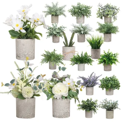 Simulated Potting Combination Desktop Green Plant Decoration Cylindrical Pulp Green Plant FHL4887
