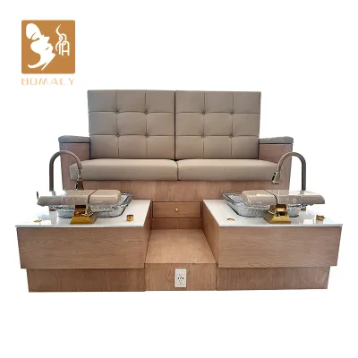 Deluxe Light Luxury Manicure Station Pedicure Chair Double Seat Nail Salon