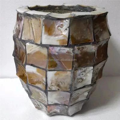 761 Natural Mother of Pearl Shell Vase Flowerpot for Garden Decoration