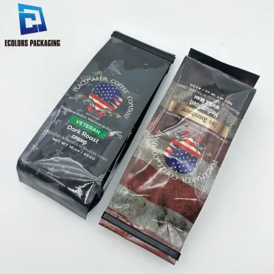 250g 500g 1kg Custom Printed Resealable Side Gusset Empty Cafe Coffee Beans Packaging Pouches Bag With Valve