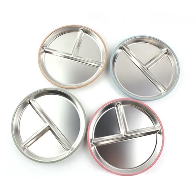 Children's Tableware - 304 Stainless Steel Baby Complementary Food Plate with Compartmentalized Inner Tray