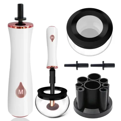 Rechargeable Makeup Brush Cleaner and Dryer Machine Electric Cosmetic Automatic Brush Spinner 7 Rubber Collars