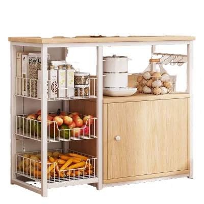 Modern Metal Kitchen Shelf Household Floor Multi-layer Cabinet Storage Rack